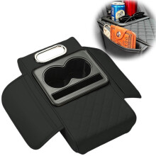 ANMUYUM Arm Rest Cushion with 2 Cup Holders, Waterproof Car Center Console Pillow (Black, 13.78")