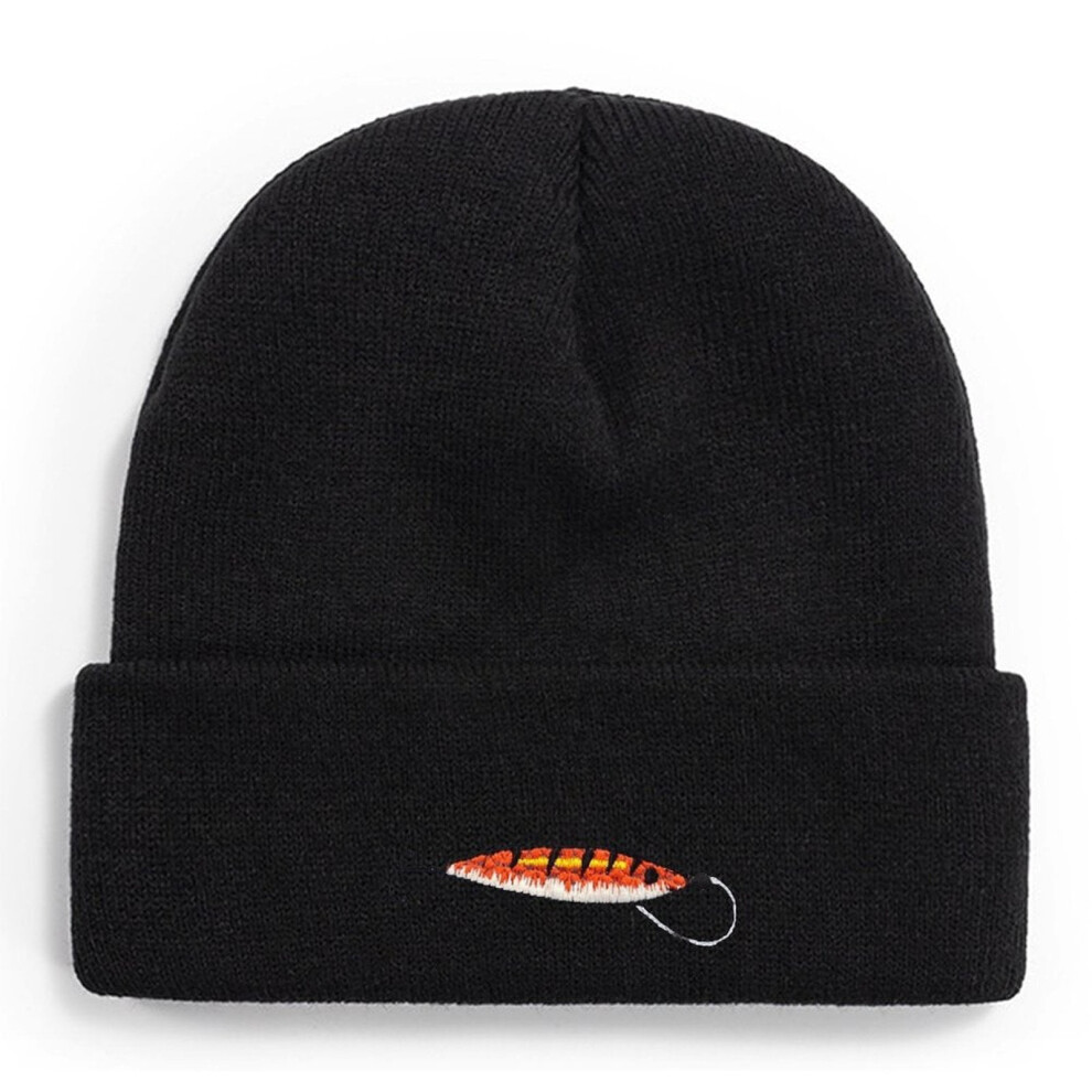 Fishing Knit Beanie Hat â "Here Fishy Fishy" Cuffed Skull Cap for Men, Compatible with Winter Fishing, Gift for Dad, Husband, Grandpa-image-OPC-PSDKVR7-NEW