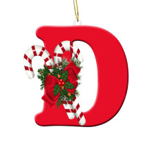 Red 26 Letter Ornaments with Lollipop Deocr Hanging Christmas Tree Decorations 2025 Christmas Letters Ornaments A-Z Ornament Letters Decor