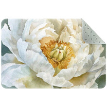 Small Washable Kitchen Rug, Watercolor Whitepeony Indoor Door Mats for Entryway, Non Slip Area Rug Floor Carpet for Entrance Bathroom Bedroom