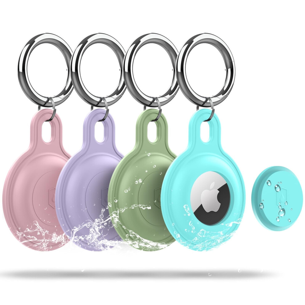 4-Pack Airtag Holder Case, Anti-Scratch Waterproof Silicone Keychain Cover Compatible With Apple Airtag 9101399523796
