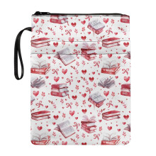 Heart-Shaped Bow Bible Case Polyester Easy Carry Book Case Reusable with Waterproof Book Cover Sleeve Book Carrying Case, 11.4 Inch X 8.66 Inch