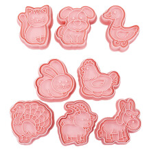 Emporte-pièces animaux de la ferme (lot de 8) : moules à biscuits 3D en forme de chiot, poulet, canard et chat, motif ferme, pour la pâtisserie