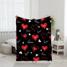 Valentine's Day Blanket – Red & Pink Heart Plaid Fuzzy Flannel, Soft Cozy 40x30", for Mom, Couple, Bed, Sofa, Chair