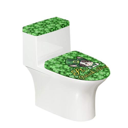 Toilet Seat Cover Set Boston Terrier Pattern 2 pcs