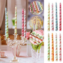 Bougies coniques à motif rose française, sans coulure et sans fumée (lot de 2)