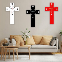 3Pcs Acrylic Crucifix Wall Clock, Silent Decorative Clock for Living Room/Bedroom/Office, Fashion Art Themed, Compatible with Standard Mounting