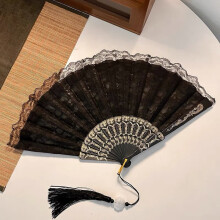 Lace Folding Fan – Portable, Collapsible Hand Fan for Wedding, Bridal Shower, Dancing Party – Vintage Retro Style
