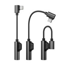 Black Type C to 35Mm Headphone Adapter for Music and Charging