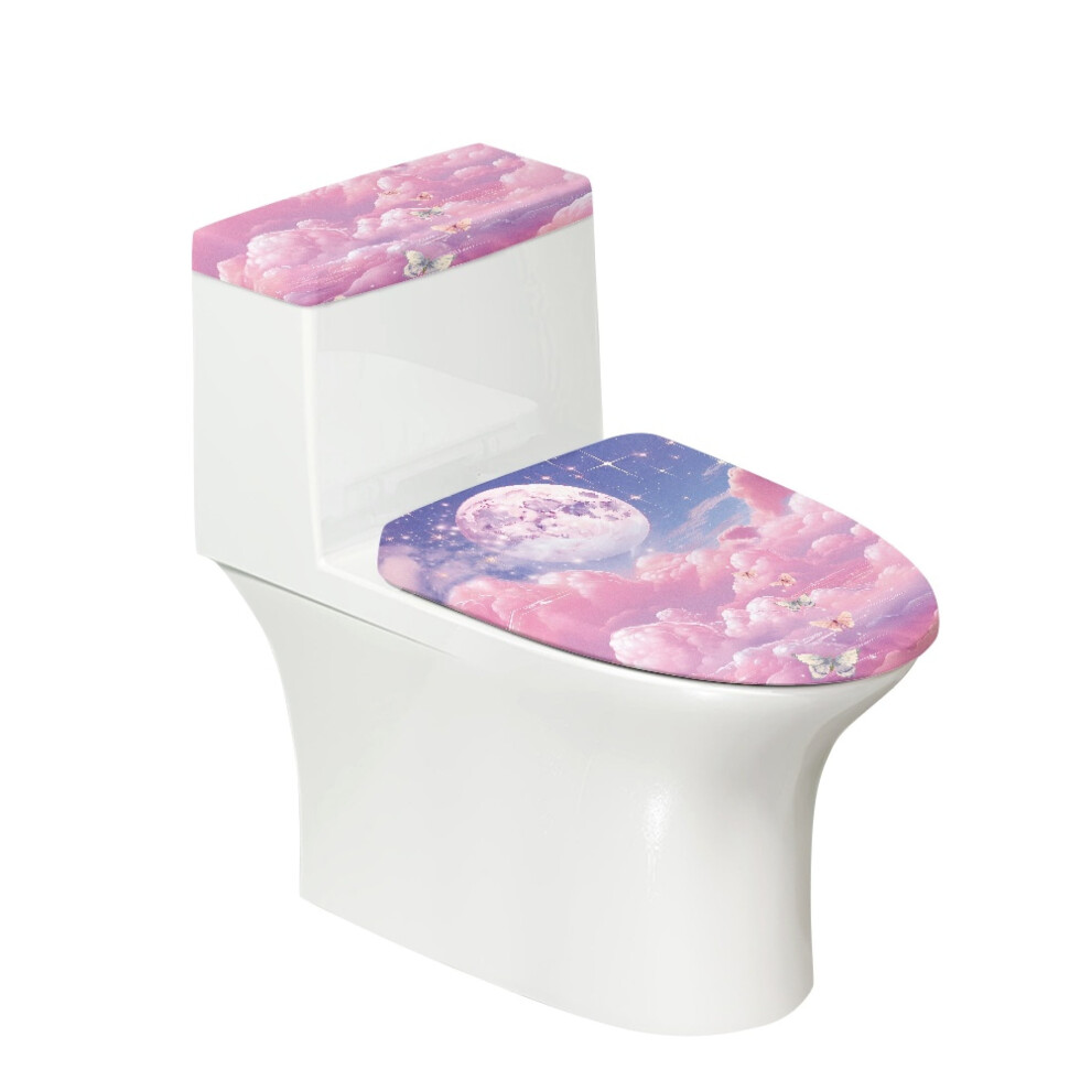 Butterfly Toilet Lid Covers Set Elastic Edge & Machine Washable Toilet Lid Cover Dustproof 2-Piece 9341593689038