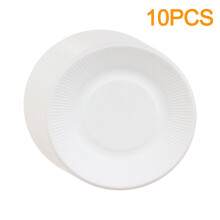 10Pcs Round Paper Plates,Uncoated White Plates,Stackable Disposable Paper Plates,Protable and Convenient,Suitable for Dining,Snack,Backyard Picnics