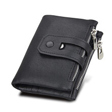 Holder Solid PU Leather Portable Fashion Gift Bifold Large Capacity Cowhide Multi Cards Holder black