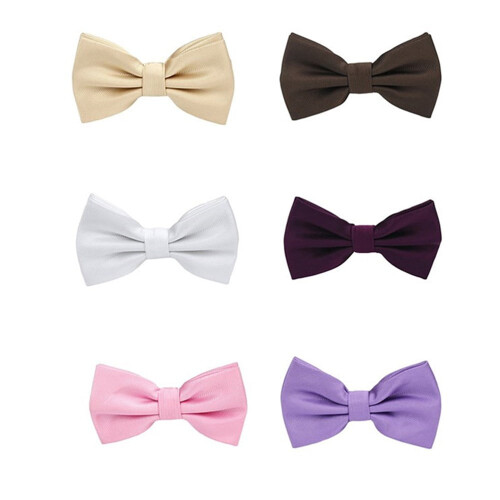 6 PCS Men Tuxedo Solid Stripe Pre-tied Bow Tie Wedding Adjustable Formal Bowtie