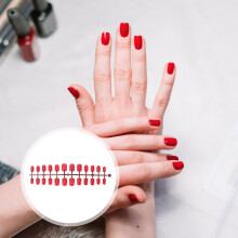 DIY 120pcs Red False Nail Tips Full Cover Pure Color Short Fake Nails Nail Art for DIY