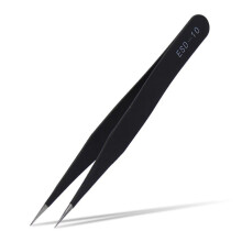 Soumake 1 Pc Esd Safe Stainless Steel Anti-Static Tweezers Maintenance Repair Tool Practical