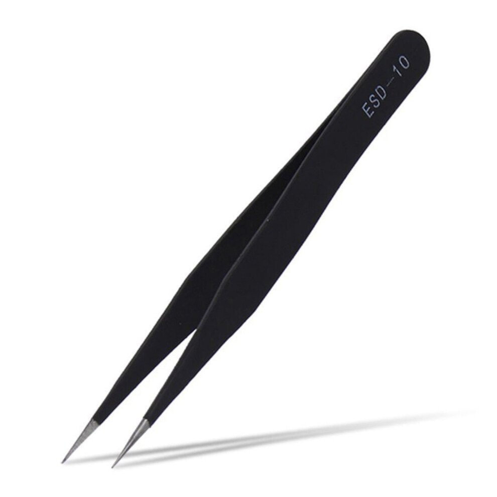 Soumake 1 Pc Esd Safe Stainless Steel Anti-Static Tweezers Maintenance Repair Tool Practical 9362892478826