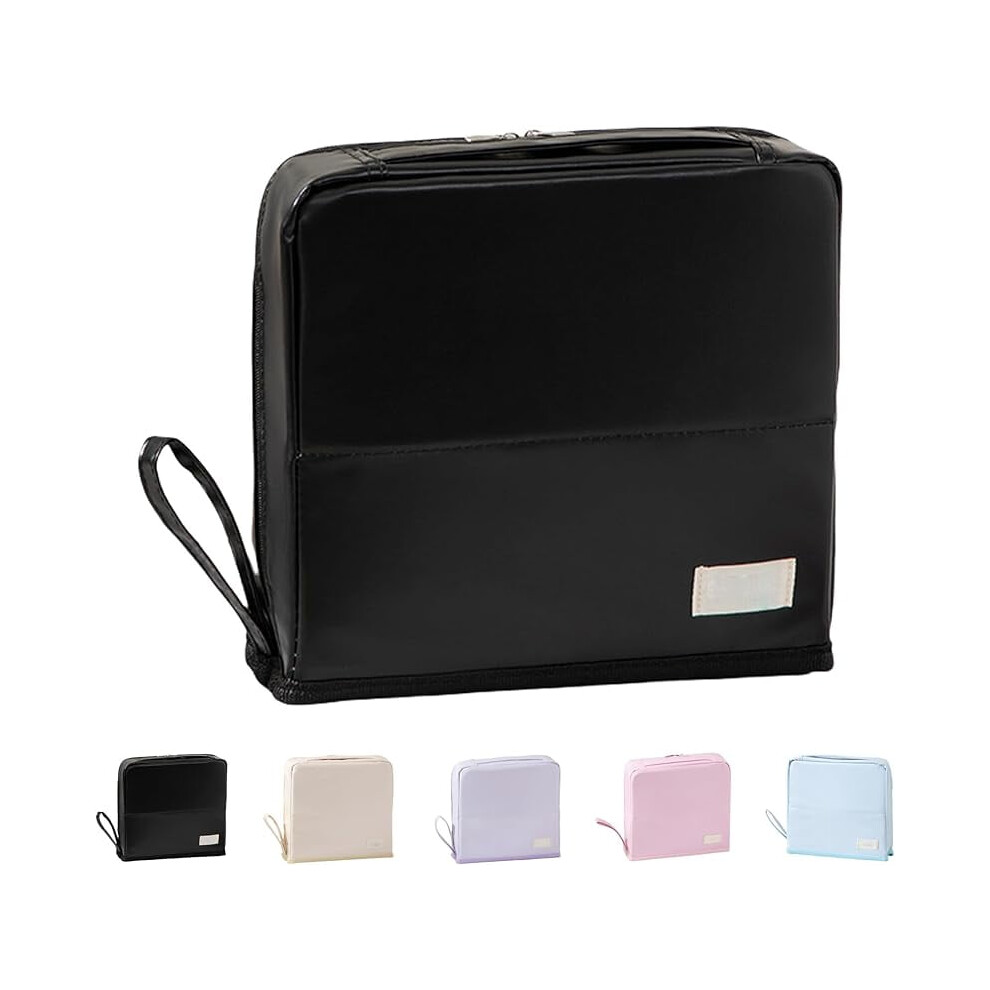 Pink Cosmetic Bag, Standup Cosmetic Bag, Waterproof Large Capacity Pu Standing Makeup Bags With Compartments And Handle (Pink)