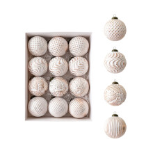 Vintage Christmas Ornament Set, 12pcs 3.15" Retro Baubles, Red & White, for Tree & Home Decor – Compatible with Holiday Themes