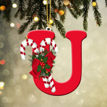 Christmas Ornaments Personalized Alphabet Decorations with Acrylic Letters for Home Tree Hanging Decor Indoor Outdoor Xmas Appeal 3.9in Red