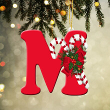 Christmas Ornaments Personalized Alphabet Decorations with Acrylic Letters for Home Tree Hanging Decor Indoor Outdoor Xmas Appeal 3.9in Red
