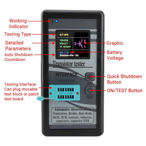 Multi-Purpose M328 Transistor Tester Diode Thyristor Capacitance Resistor Inductance MOSFET ESR Meter LCD Digital 1