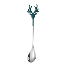Green 304 Stainless Steel Reindeer Spoon For Beverages And Desserts With Durable Design