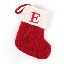 7" Red & White Monogram Mini Christmas Stocking, Personalized Embroidered Letter Knit Sock Decor for Baby, Kids, Family – Fireplace, Tree, Holiday