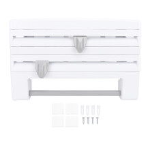 Wall‑Mounted Kitchen Wrap & Foil Organizer – 3‑Compartment Storage for Plastic Wrap, Aluminum Foil, Parchment & Towels