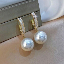 Fashion 925 Sliver Pearl Earrings Stud Dangle Drop Wedding Women Jewelry A Pair-#2