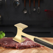 Dual-sided meat tenderizer with textured/flat surfaces, aluminum alloy, hang hole—compatible with kitchen use