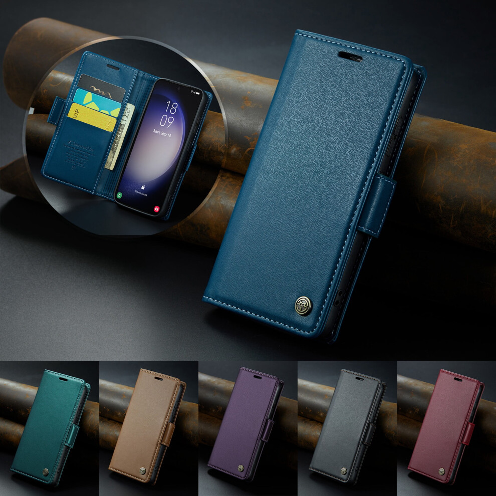 Rfid-Blocking Wallet Case For Iphone 16 Â Pu Leather Folio With Magnetic Closure & Card Holder, Blue 9341593686891