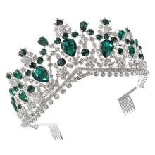 Bride Crown Wedding Headdress in Green for Stylish Decoration 1Pc
