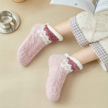1 Pairs Indoor Thermal Socks, Womens Fleece-Lined Non-Slip Thermal Floor Socks Winter Warm Thicken Fuzzy Socks