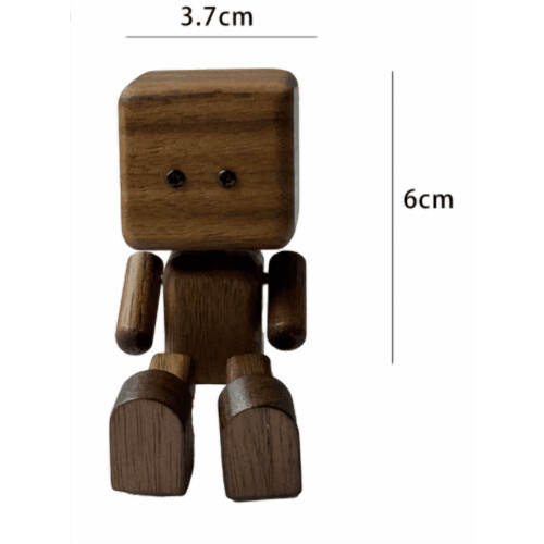 Cute Solid-Wood Leg-shaking Robot Figurine Car Mounted Aromatherapy Accessory-C