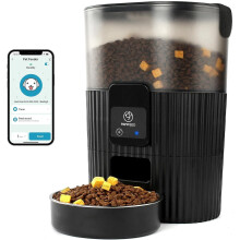 Automatic Cat Feeder for Dry Food, Programmable, 1-4 Meals/Day, Dual Power, 3L (15Cup), Compatible with Cats & Dogs