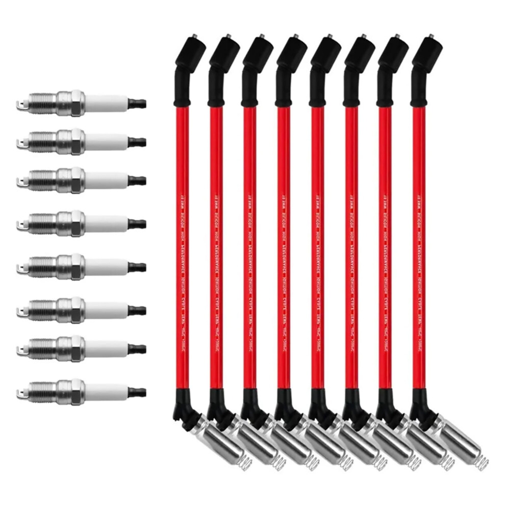 8Pcs Spark Plugs & Wires Set For Chevy & Gmc V8 Engines 4.8L-6.0L Enhanced Fuel Efficiency And Performance 9401284797111