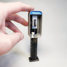 Vintage American Street Corner Miniatures Set: Payphone, Mailbox & Newspaper Stand – Compatible with Dollhouses & Dioramas