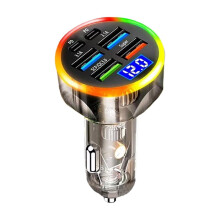 200W Car Charger With QC3.0 Fast Charging, 1 To 6 lti-fctional Car Adapter M0G3
