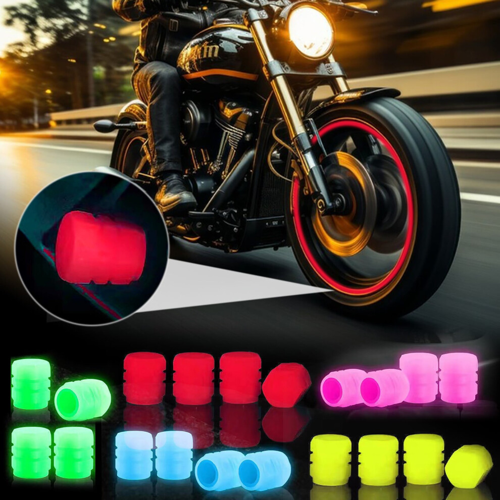 4Pc Universal Fluorescent Car Tire Caps, Glow-In-The- Tire Caps, Led Tire Covers For Cars, Trucks, And Motorcycles Dark 9132278078137