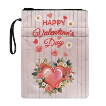 Bible Cover Case for Librarian, 11.4 Inch X 8.66 Inch Book Cover Carrying Case with Pocket, Class Valentine's Day Heart for Reading Lovers