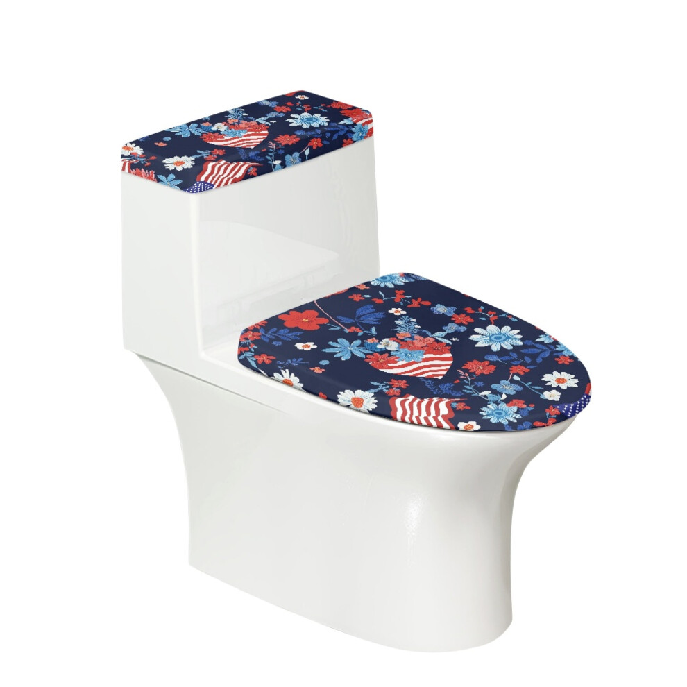 Toilet Lid Cover U-Shaped 2 Piece American Flag Daisy Design 9043876445446