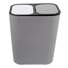 BESTONZON Poubelle de cuisine double en plastique gris pour séparer les déchets secs et humides