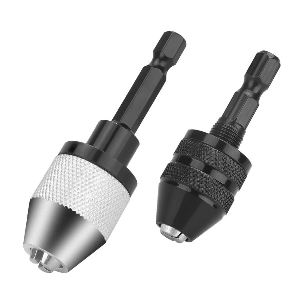 Keyless Drill Chuck Bit 1/4 Hex Shank Aluminum Alloy 2Pcs 9104145194257