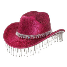 Western cowboyhatt med strassfrynser, unisex