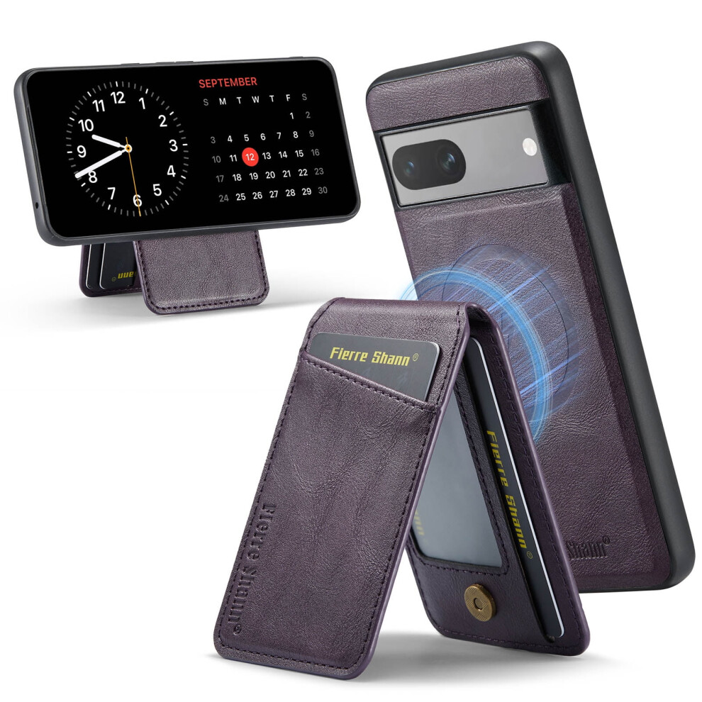 Magnetic Pixel 7 Case With Detachable Card Holder Wallet, Compatible With Magsafe, Pu Leather Slim Shockproof Cover Â Purple 9097180879459