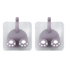 Conjunto de 2 Porta-Escovas de Dentes em Formato de Rabo de Gato de Desenho Animado – Montagem na Parede, Sem Furos, ABS Ecológico, Armazenamento
