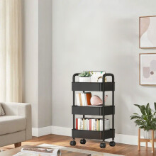 Storage Cart with Drawers Kitchen Storage Cart 4-layer Black With Armrests Storage for Kitchen