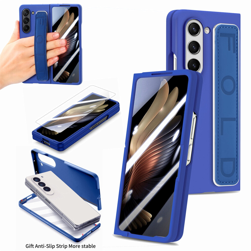 Slim Shockproof Pc Case With Non-Slip Silicone Touch & Elastic Wristband For Compatible With Samsung Galaxy Z Fold 5 Â Blue 9097180881612