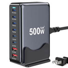 800W GaN USB-C Fast Charger, 10-Port Charging Station with Dual 140W PD/PPS Ports — Compatible with HP, DELL, MacBook Pro, iPhone 16, Galaxy S24