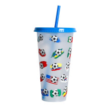 Football Cups with Lid and Straw Football Party Favors Reusable Plastic Drinking Tumblers for Sport Themed Birthday Party Decoration